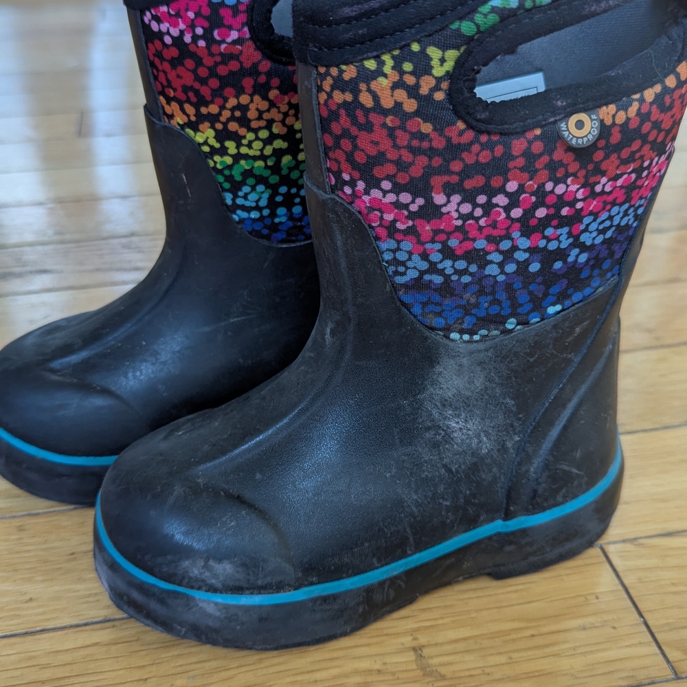 Bogs Kids Boots - Black with Multicolor Dots